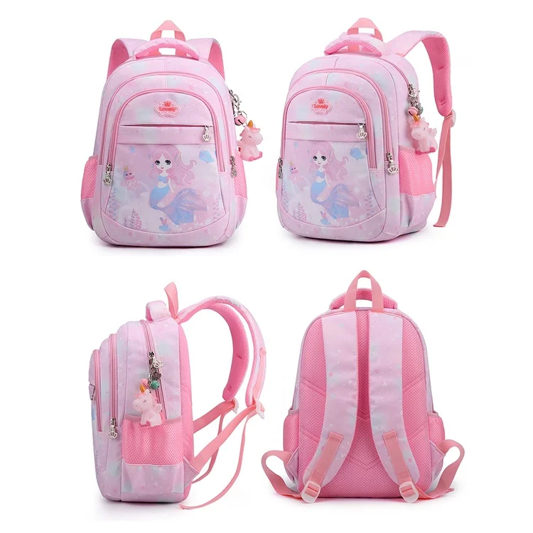 Primary School Student Children Cartoon Fashion Backpacks New Girl Princess Sweet Mermaid Popular Schoolbags In Kindergarten Hot