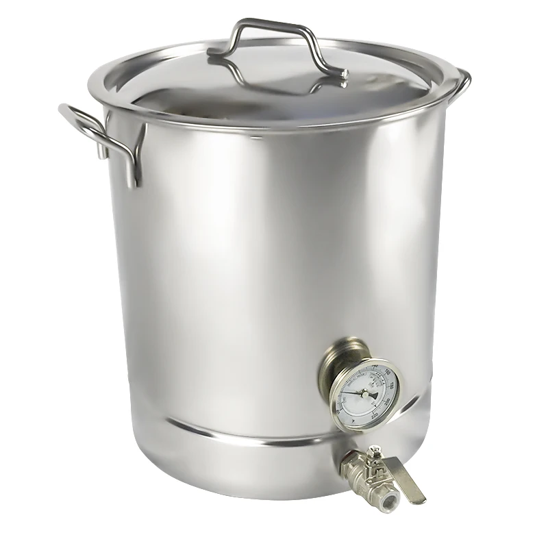Home Beer Brew Kettle Stainless Steel Brewing Pot with Drilled Bottom Thermometer Bar Beer Home Brewing Supplies 30L 40L 60L