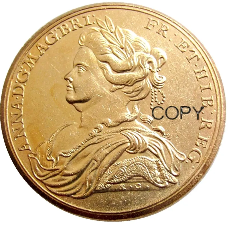 

UK 1713 Queen Anne and the Peace of Утрехт Позолоченные копировальные монеты