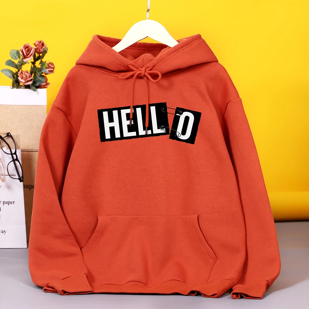 

Letters "hell" Connected "O" So it's hello Print Female Hoodie High Quality hoodies vintage Casual Clothes Autumn Loose Hooded