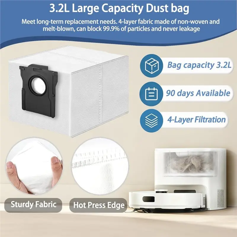 Фото A59P Новый комплект из 18 предметов для пылесосов Dreame D20 Air Plus/F21/F21 Plus/F20/F20 Plus: основная и боковая щетки, фильтр, насадка для мытья пола, мешок для пыли. №5