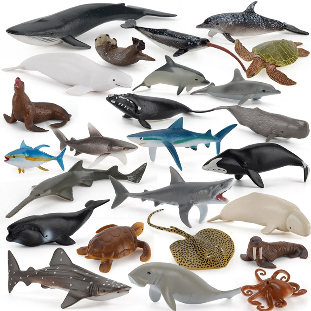 

Simulation Ocean Sea Life Figurines Miniature Toys Models Aquarium Animals Action Figure Dolphin Walrus Figures for Kids Gifts