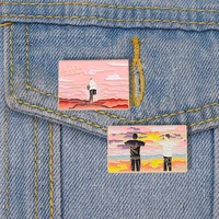 i tell the sunset about you enamel pin creative cartoon tv brooch denim backpack jewelry gift for friends kids