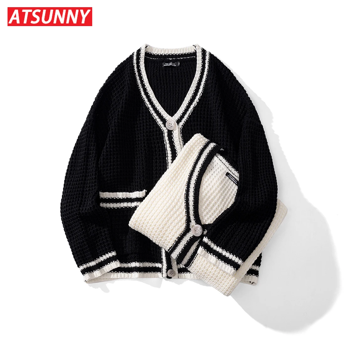 

Однотонный модный свитер ATSUNNY в стиле кампуса, вязаные свитера в стиле хип-хоп Харадзюку, уличная одежда, осенне-зимняя одежда, пуловер
