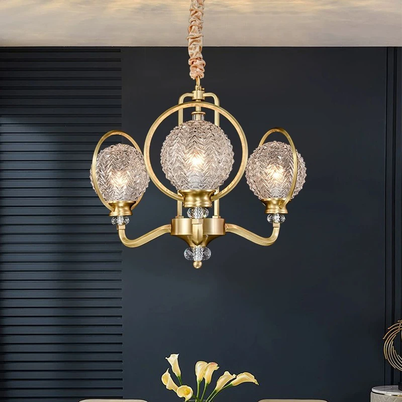 

Круглый американский подвесной светильник AiPaiTe для гостиной, столовой, спальни, лестницы, роскошный Медный Подвесной светильник в стиле пентхауса с кристаллами