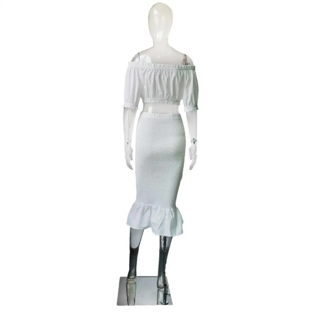 

1 Set Attractive Low Cut Fish Tail Skirt Suit Women Outfit Ladies Backless