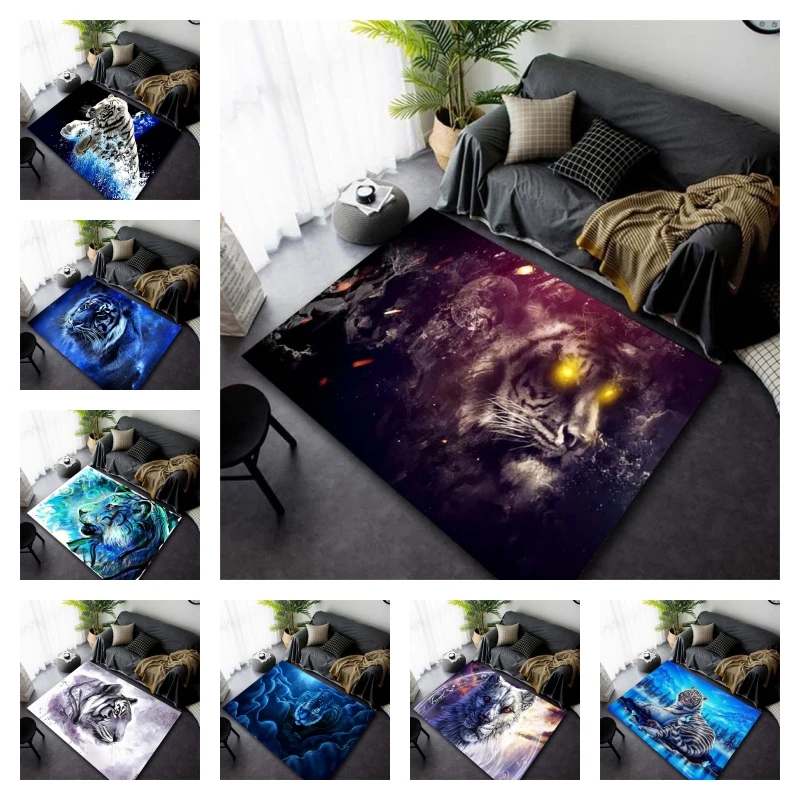 

Современный детский винтажный ковер с тигровым аниме мультяшным летающим тигром для гостиной, спальни, ванной комнаты, кухни, нескользящий большой ковер