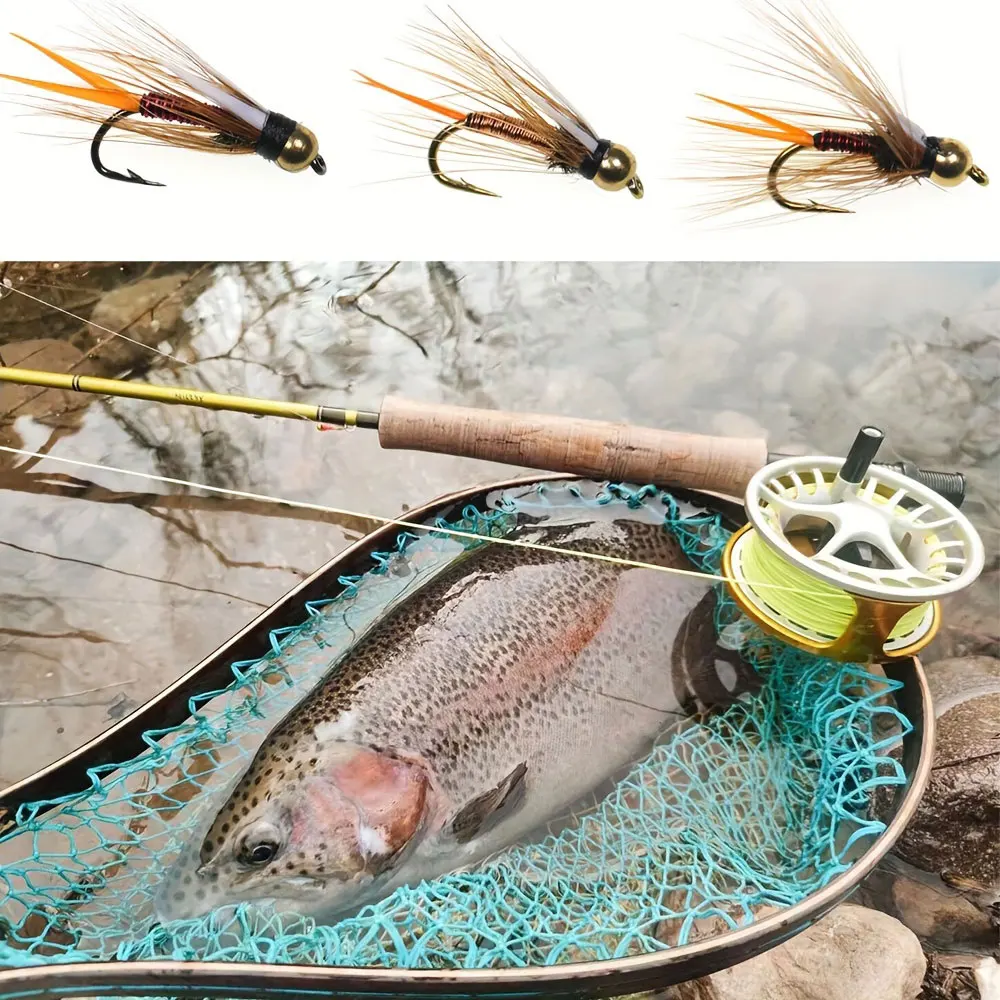 Bimoo 5 шт./коробка 12 # латунная бусина головка принца Нимфа петух Hackle