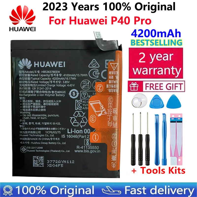 

100% Original Hua Wei Replacement HB536378EEW Battery HB486486ECW For HUAWEI P40 Pro P40Pro Genuine Phone Batteries