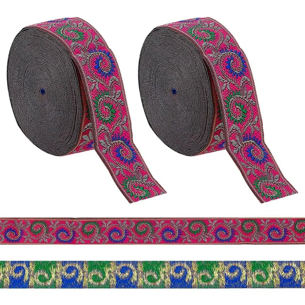 15 3-ярдовая жаккардовая лента Cerise 1 дюйм однолицевая вышитая кружевная отделка с