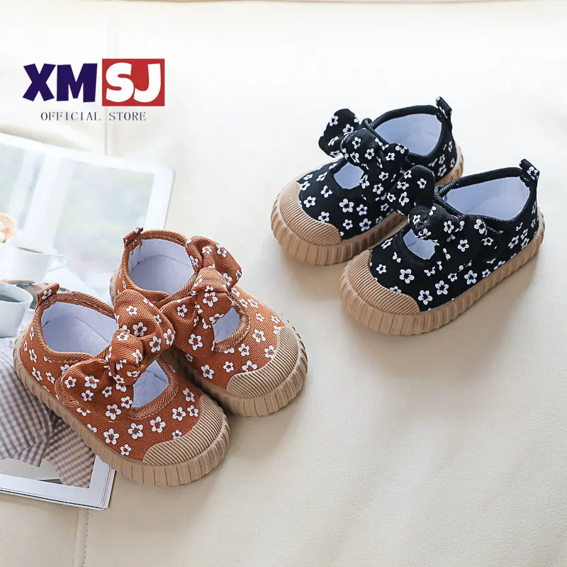 New Children Shoes Girls Canvas Shoes Fashion Bowknot Comfortable Kids Casual Shoes Flower Toddler Girls Princess Shoes 21-32