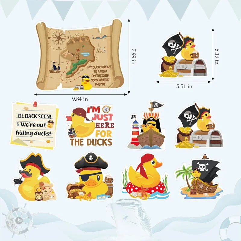 Фото Магниты на дверь Dazoratix Duck Cruise, 8 шт., пиратские резиновые уточки, большие украшения для кают корабля, магнитные забавные наклейки, аксессуары для кают №5