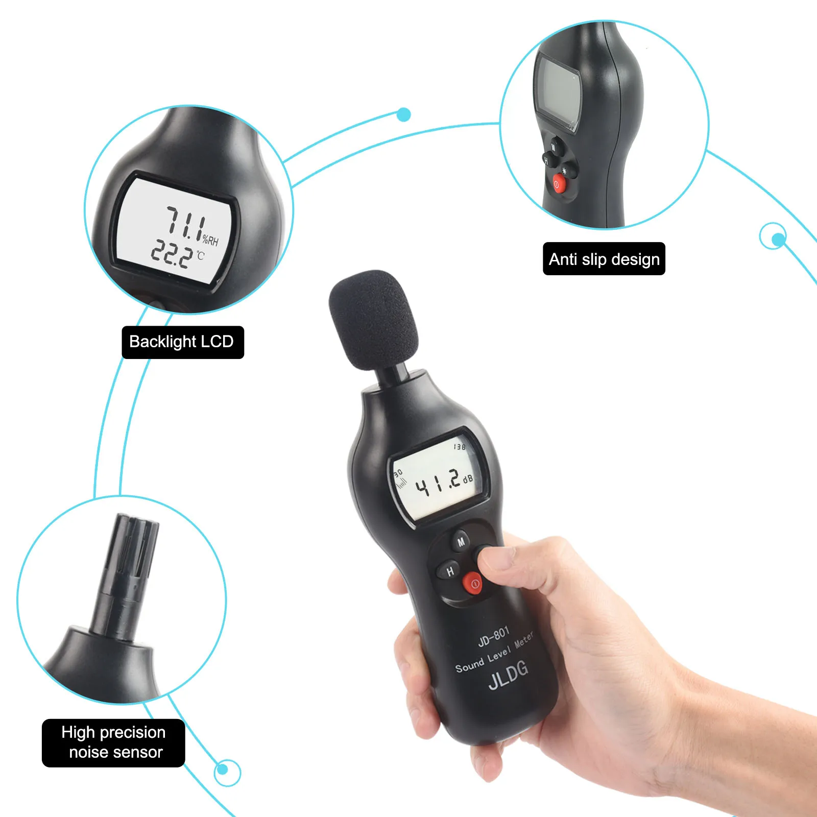 

Digital Noise Meter Decibel Meter Sound Level Meter Handheld Digital Noise Meter with Backlight Function