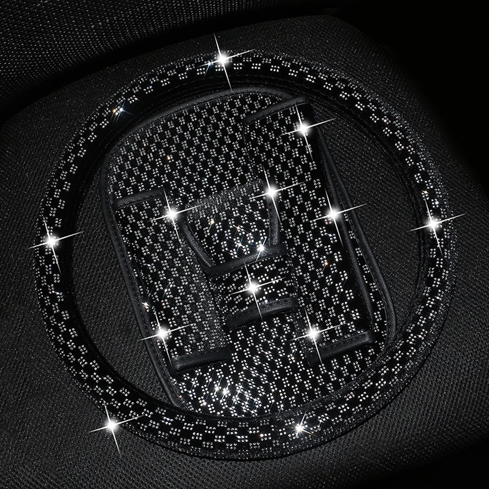 

New Car Steering Wheel Cover for Girls +Car Shoulder Pads +Car Gear Set+Car Armrest Pad Bling Car Assessoires for Woman