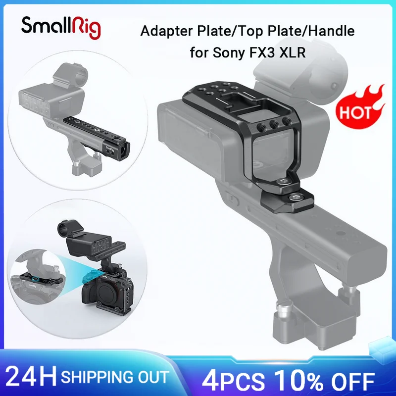 Фото Верхняя пластина SmallRig для Sony FX3 XLR Unit, для FX3 оригинальная ручка с 1/4 ''-20 резьбовыми отверстиями, Холодный башмак, прикрепляющий микрофон MD3990 №1