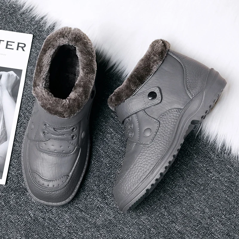 Men's Snow Boots Winter Leather Waterproof Keep Warm Sports Hiking Shoes Outdoor Fashion Comfortable Casual Sneaker