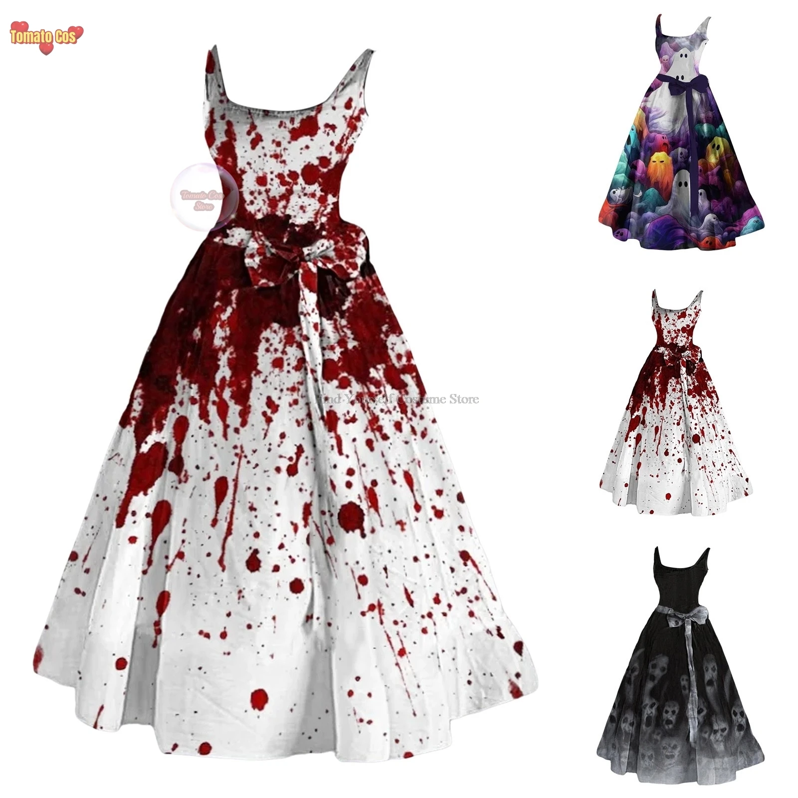 Страшные костюмы на Хэллоуин платье для выпускного вечера женщин расклешенная