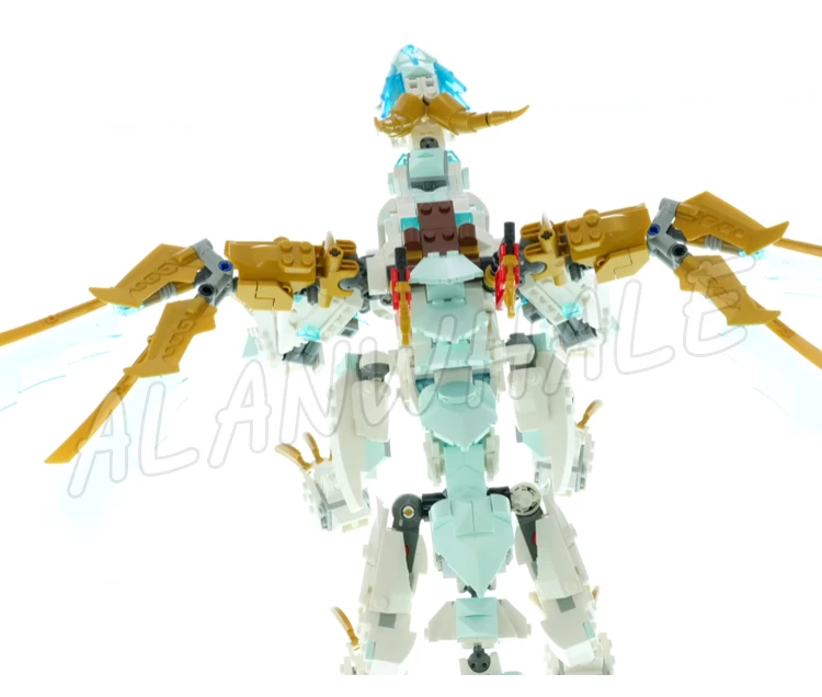 1020 шт. Shinobi Zane Ice Dragon Creature Храм Скелет Воин Золотые лезвия 11158 Строительные блоки