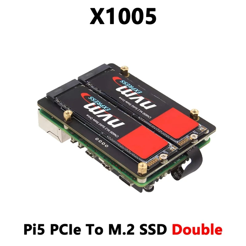 X1005 Dual NVME SSD защитный Pcle для M.2 Raspberry Pi 5 поддерживает 6060ai ускоритель