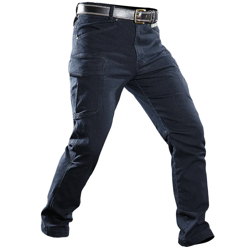 Men's Military Combat Cargo Denim Jeans Tactical Army Pants Male Casual Motorcycle Biker Jeans Stretch Multi Pockets Trousers