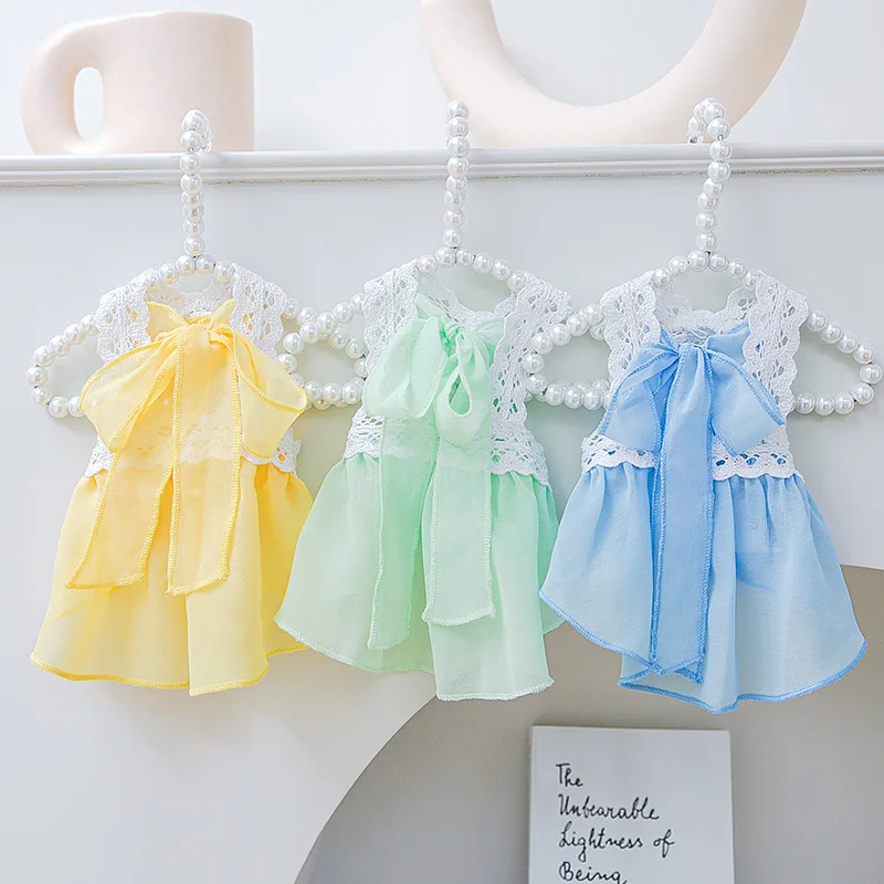 

Colorful Lace Strap Dress Pet Clothing Dogs Suspender Skirt Dog Clothes Thin Cat Costume Labrador Cute Summer Girl Mascotas