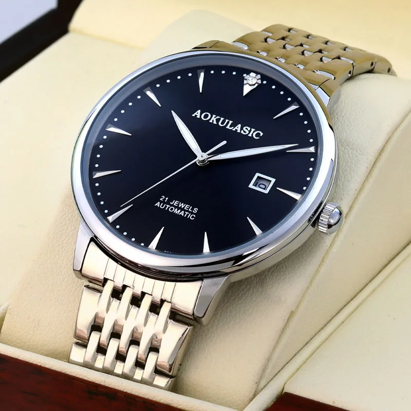 

Часы наручные мужские механические, водонепроницаемые, из нержавеющей стали