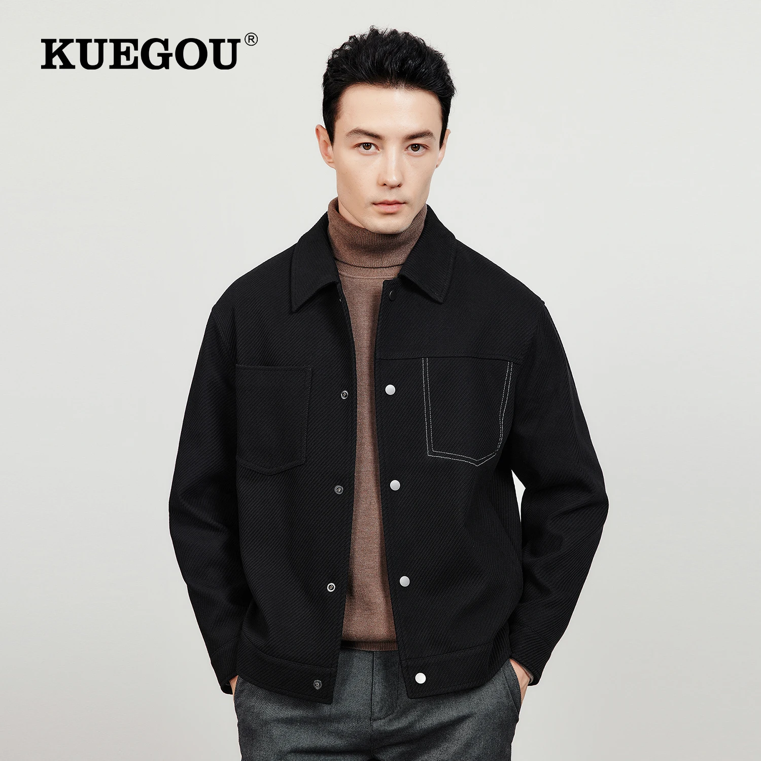 

2022 Autumn New Men's Cargo Jacket Twill Fabric High Quality Single Pockets Fashion Smart Caeual Slim Coats Plus Size 2182