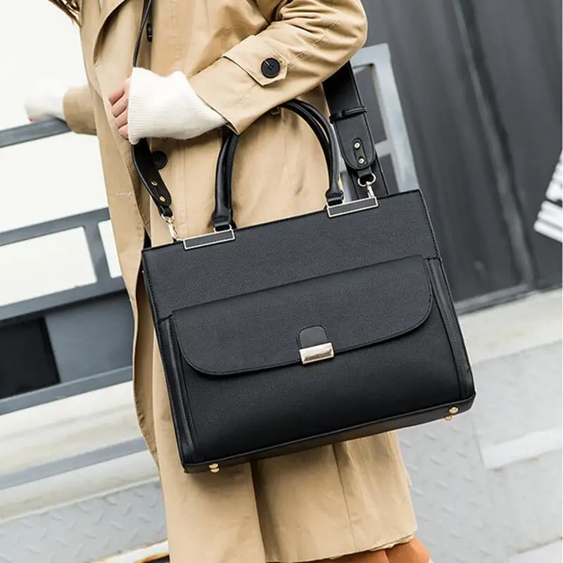 OYIXINGER 2022 New Women's Briefcase Fashion Shoulder Bag Ladies Leather Laptop Bag For 13
