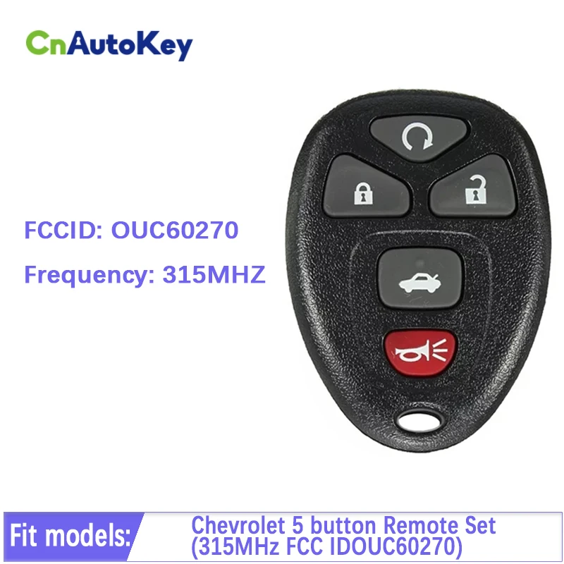 

CN014027 Aftermarket For Chevrolet Impala Monte Carlo Buick Lucerne Cadillac DTS 5 Button Remote Key 315MHz FCC IDOUC60270