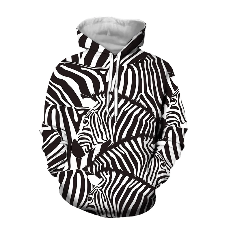 

LIASOSO Vintage Hoodie Men 3D Print Zebra Pattern Men Women New Fashion Spring Hooded Sweatshirt Long Sleeve Streetwear