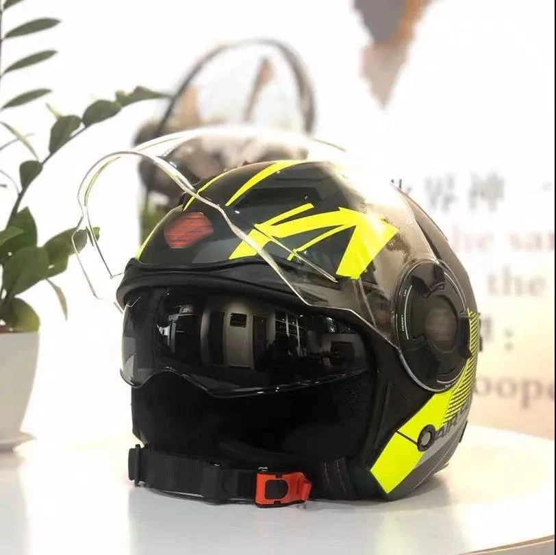 Helmet Motorcycle Half Helmet 729 Double Mirror Bluetooth Slot Warm Winter Men and Women Large Size 3/4 Helmet Breathable enlarge