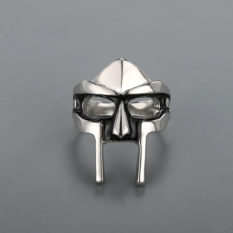 Goth Hip Hop MF DOOM Mask Rings For Men Gladiator Punk Style Egyptian Pharaoh Male Ring Classic Retro Jewelry Party Accessories 4