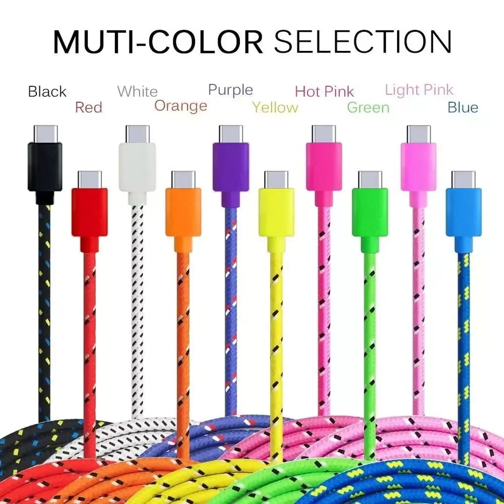 

2023NEW USB Type C Nylon Fast Charging Data S10 S9 Note 9 Mobile Type-c USB-C Cables