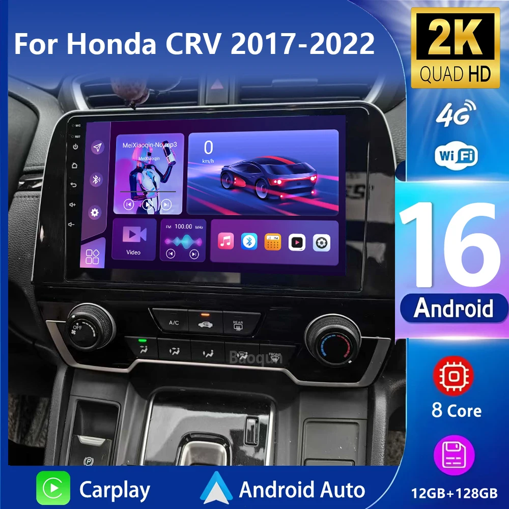 Фото Android 16 для Honda CRV CR-V 5 RT RW 2017-2022 Автомобильный радиоприемник Мультимедийный видеоплеер Навигационный стерео GPS Без 2din 2 din dvd №1