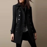 retro darkness women trench coat casual gothic fashion slim overcoats female long sleeve black coats office fall ladies outwear