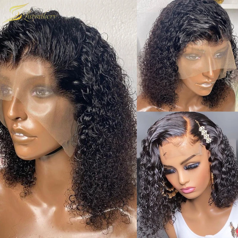 

Deep Wave HD Frontal Wig 13x6 Short Bob Lace Front Curly Human Hair Wigs For Women 4x4 Lace Closure Water Wave Pixie Brazilian