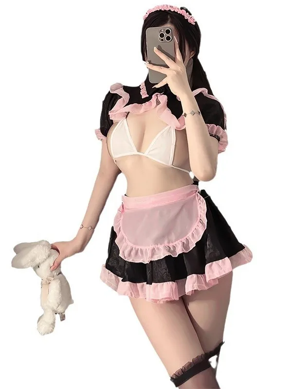 Пикантная полупрозрачная Униформа горничной пикантная шифоновая прозрачная