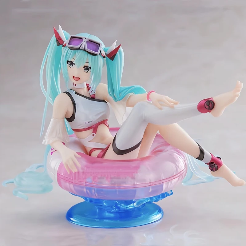 

Hatsune Miku 10CM Bandai Latest Swimming Circle Series Children's Animation Model Toy Gift or Collection Is The Best Choice