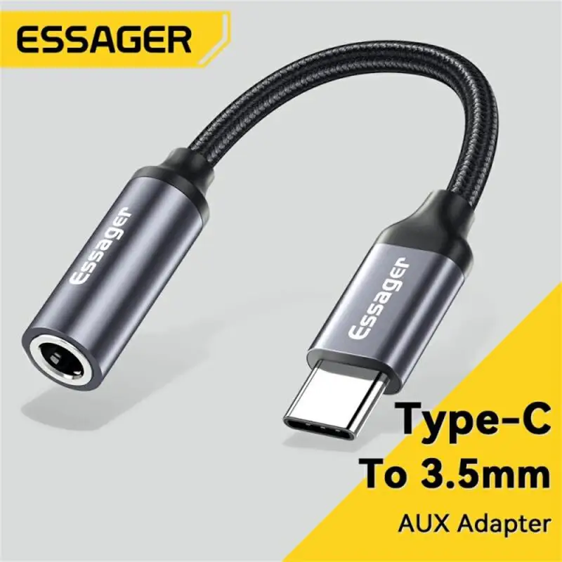 

Essager Usb Type C To 3.5mm Headphone Jack Converter AUX Audio Adapter Cable For Samsung Galaxy Xiaomi Huawei Redmi Note 20 POCO