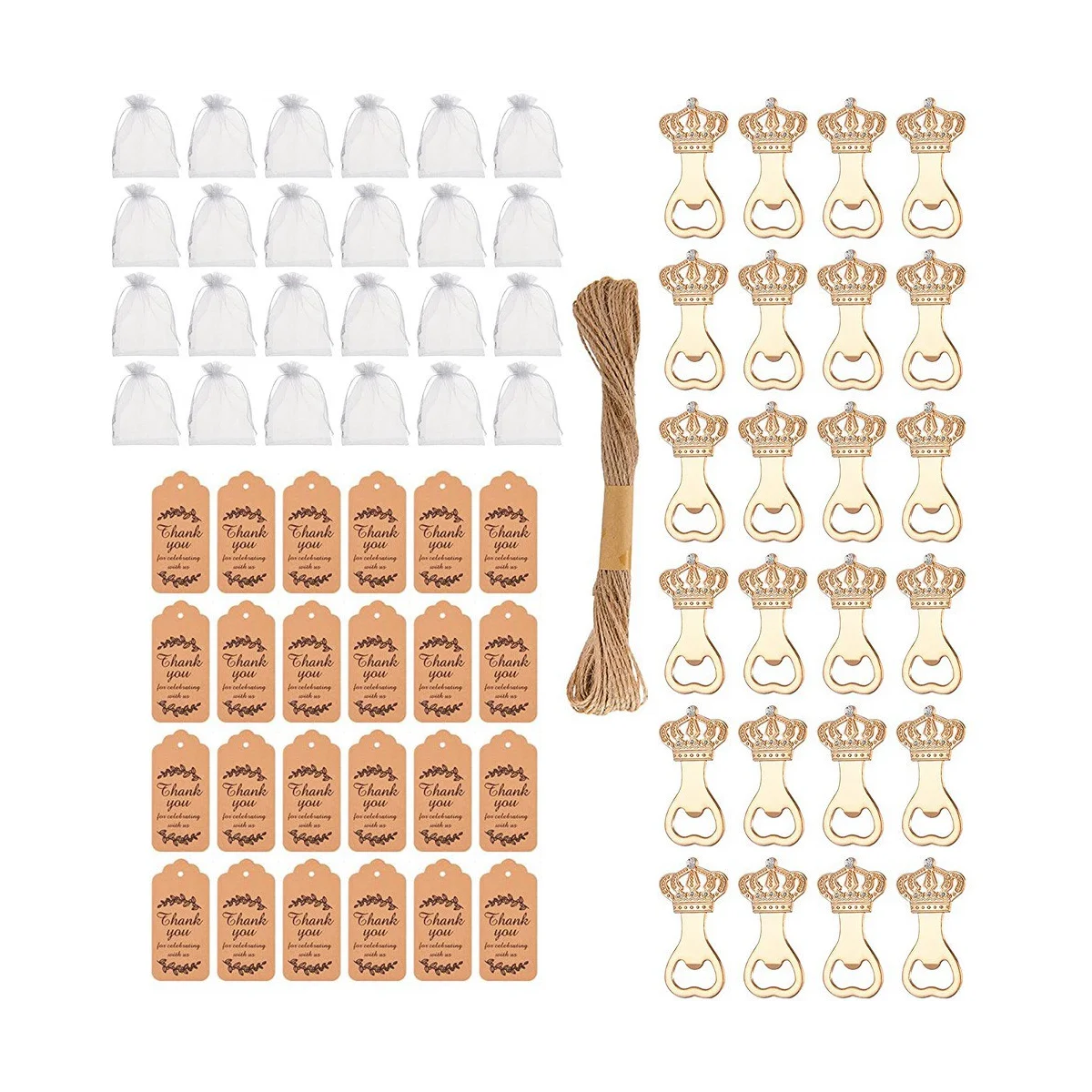 

24 шт., Детские сувениры для вечеринки в честь рождения ребенка, открывашка для детской бутылки, возвращаемые подарки или сувениры с бирками в подарок (корона)