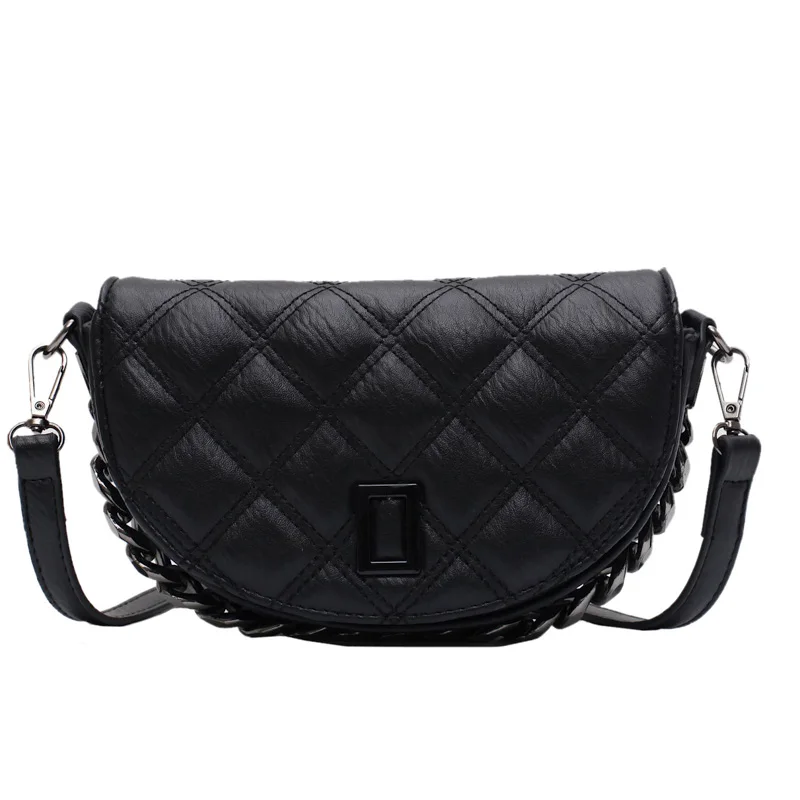 

Solid Diamond Pattern Half Round Women's Shoulder Messenger Bag PU Leather Women Bag Bags for Women 2022 Sac Bandouliere Femme
