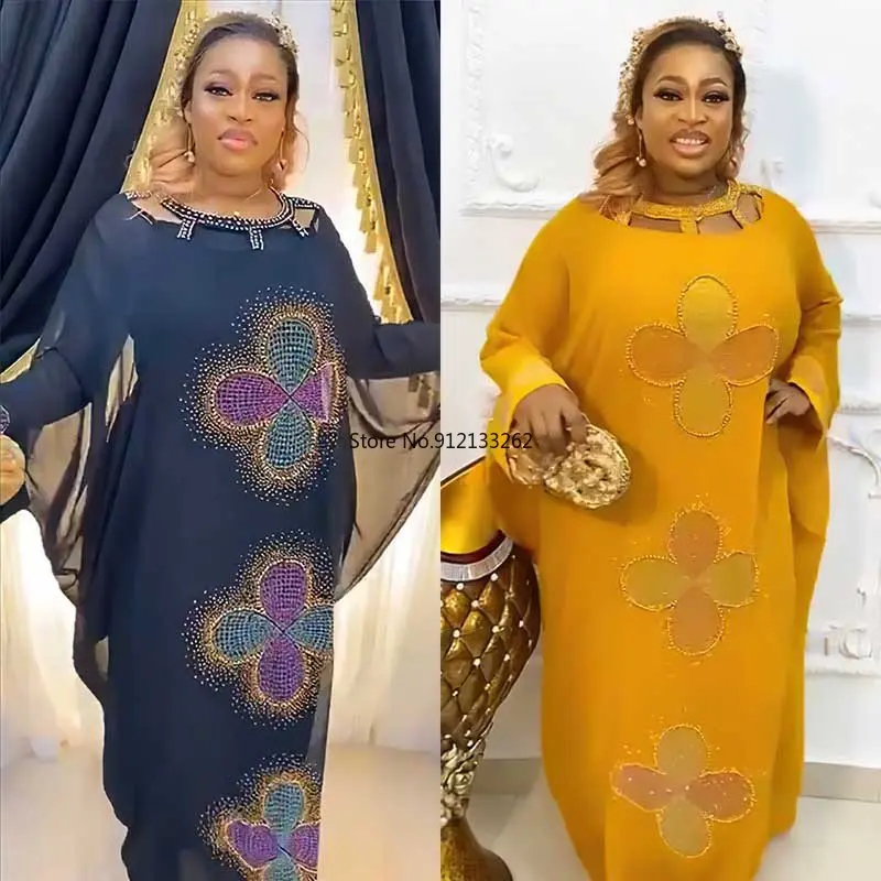 

African Dresses for Women Autumn African Women Long Sleeve O-neck Polyester Long Dress Maxi Dress Dashiki African Clothes