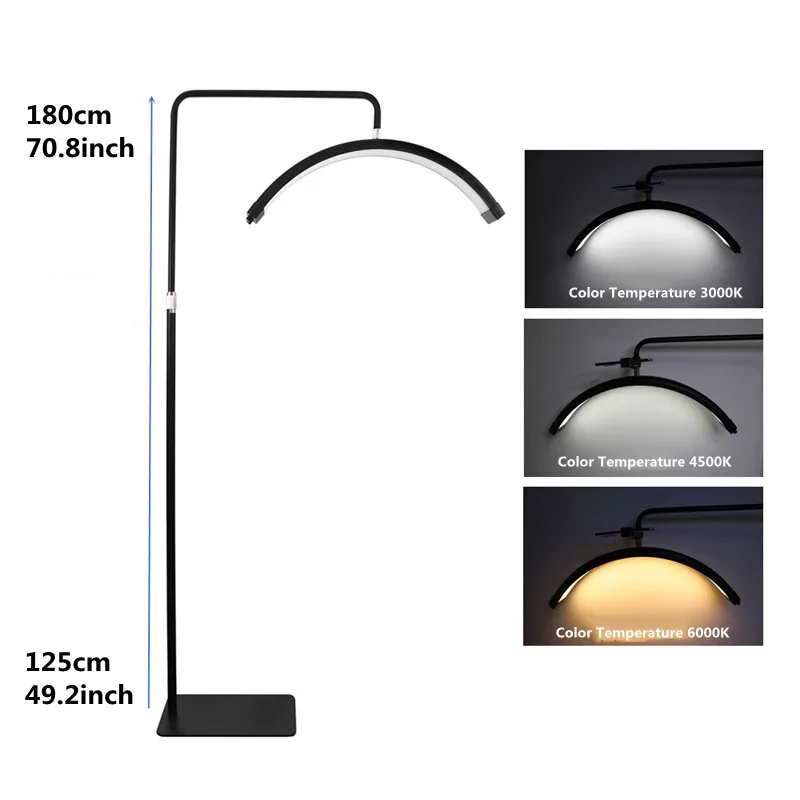 

LED Lash Light Makeup Lamp Extension Half Ring Moon Lamp Lashes With Stand For Tattoo Eyelashes Beauty Salons Video Lighting