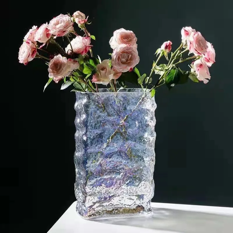 Withered Finnish Glacier Vase Nordic Simple Transparent Glass Flower Water Nurturing Decoration Utensils Table Fl