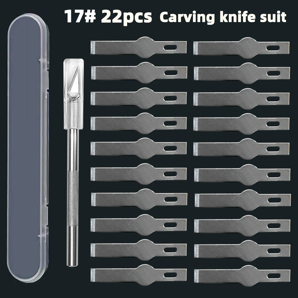 

17 # Flat Head Carving Knife, Small Cleaning Blade, Circuit Board Maintenance and Glue Removal Tool, 22 piece Combination Tool