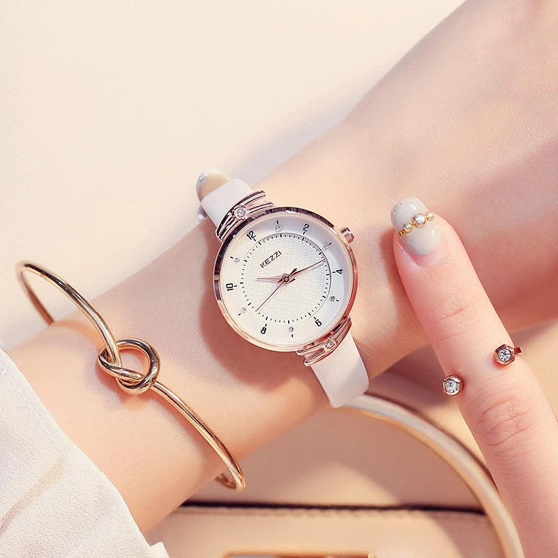 

6867 KEZZI Brand Simple Women Leather Watches Fashion Crystal Small Quartz Watch Ladies Waterproof Wristwatch For Women Reloj