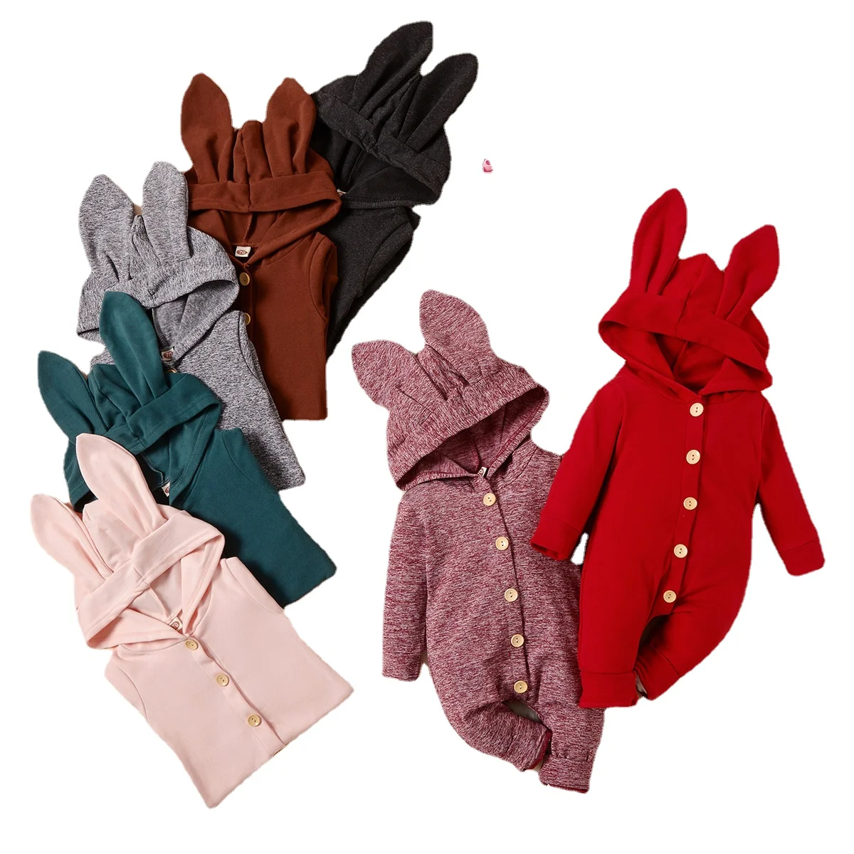 

Осенние комбинезоны для новорожденных девочек, теплая одежда с капюшоном для детей, комбинезоны с кроличьими ушками, комбинезоны, детская о...