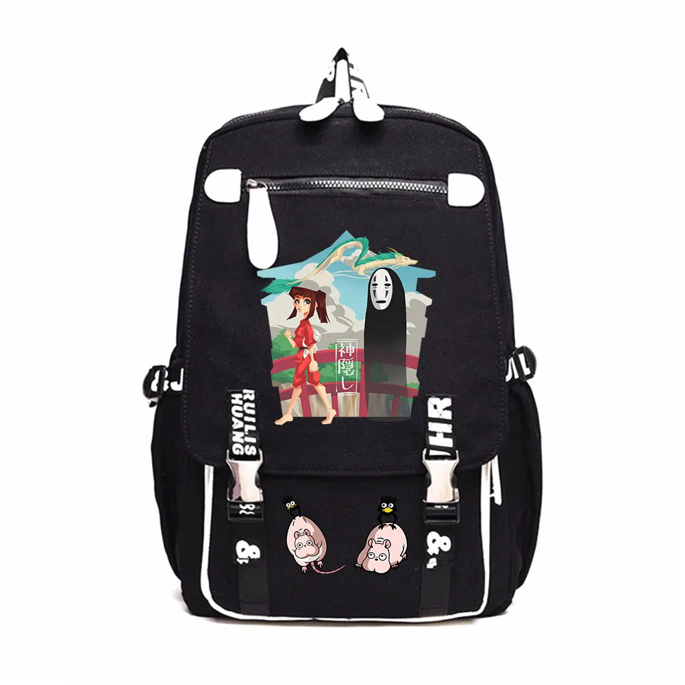 

Anime Spirited Away Rucksack Print Knapsack Student Cartoon Bookbag Travel Laptopbag Teenagers Black Schoolbag Casual Backpack