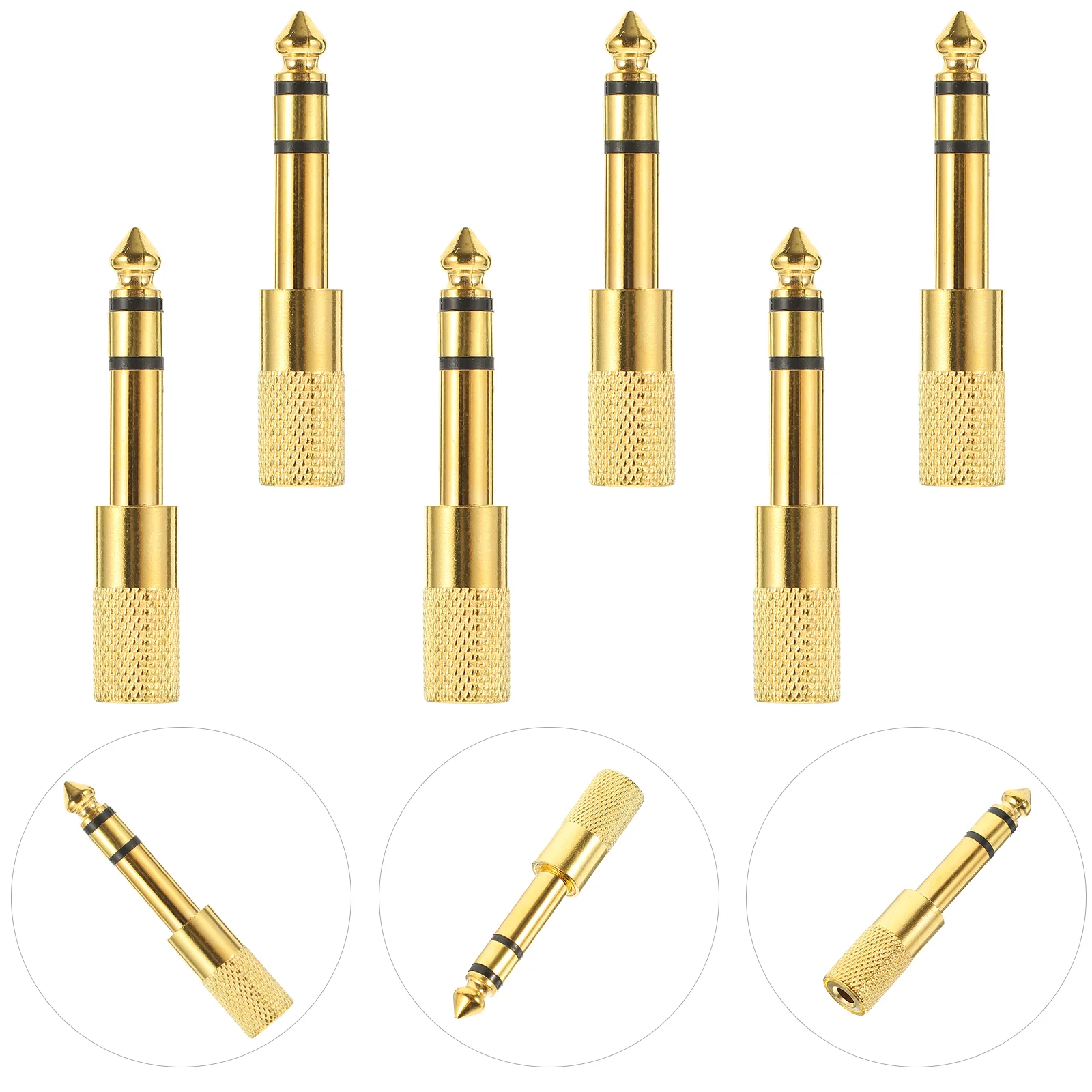 

6 Pcs Microphone Connector Converter Meter Stereo Headphone Adapter Headphones Jack Audio Abs 635mm Male 35mm Female