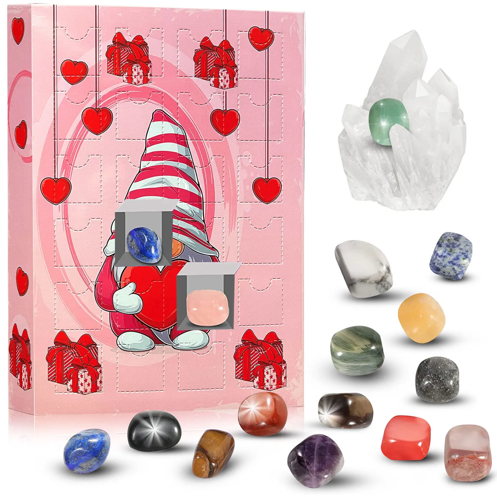 

Natural Crystals Stone Valentine's Day Gift Box for Girlfriend Craft Healing Quartz Crystal Stone Diy Birthday Decoration Gift